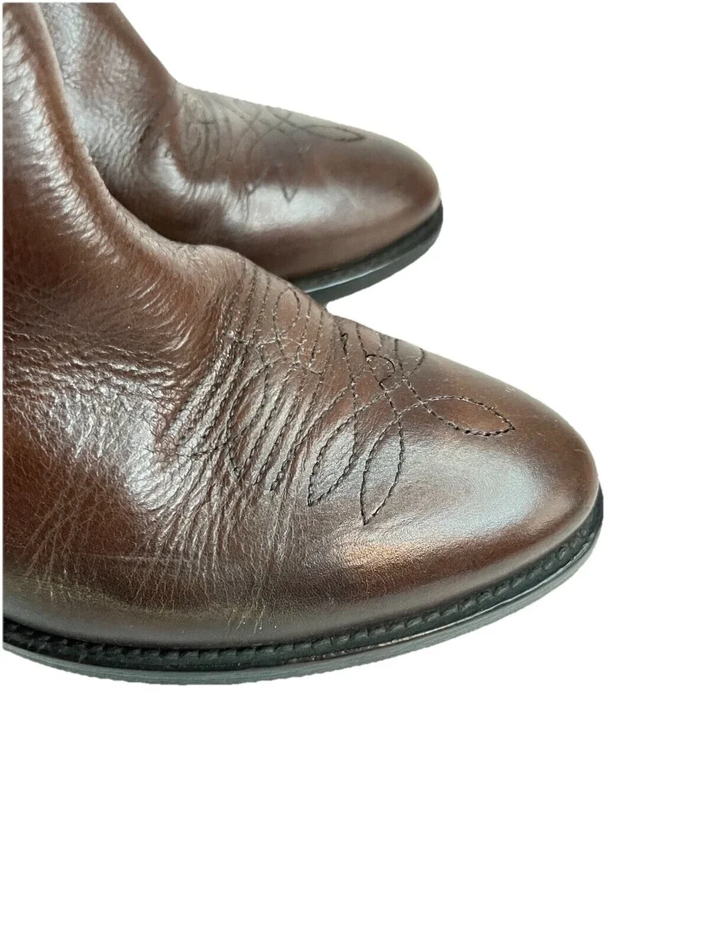 ELENA IACHI Italy Genuine Brown Leather Cowboy Ankle Boots Women’s Sz 37 US 6.5